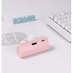 Power bank prenosiva baterija privezak 5000mAh fast lightning roze